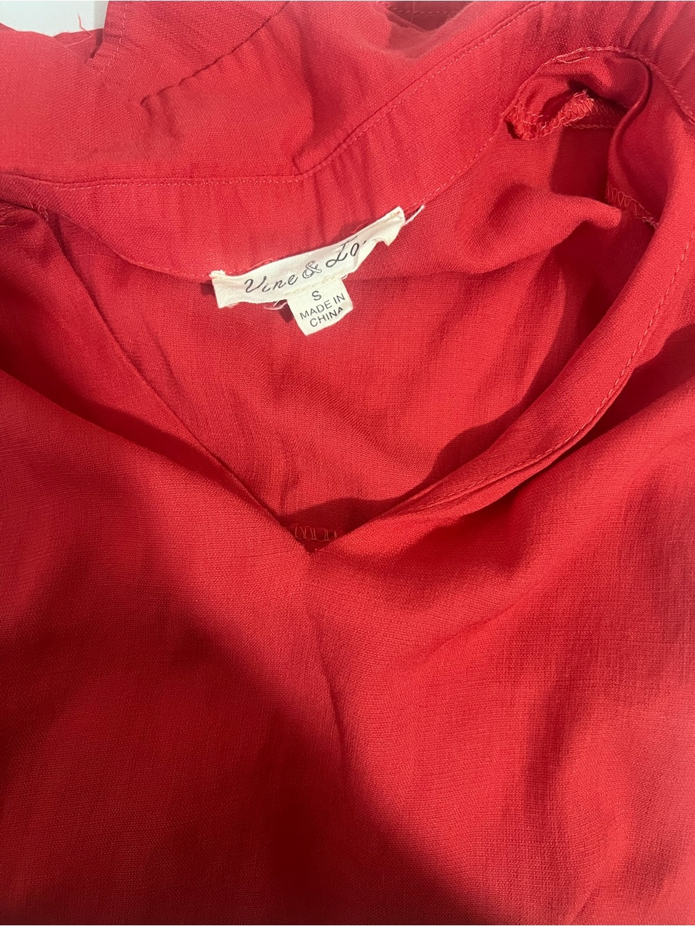 Vine & Love Vibrant Red V-Neck Women's Blouse